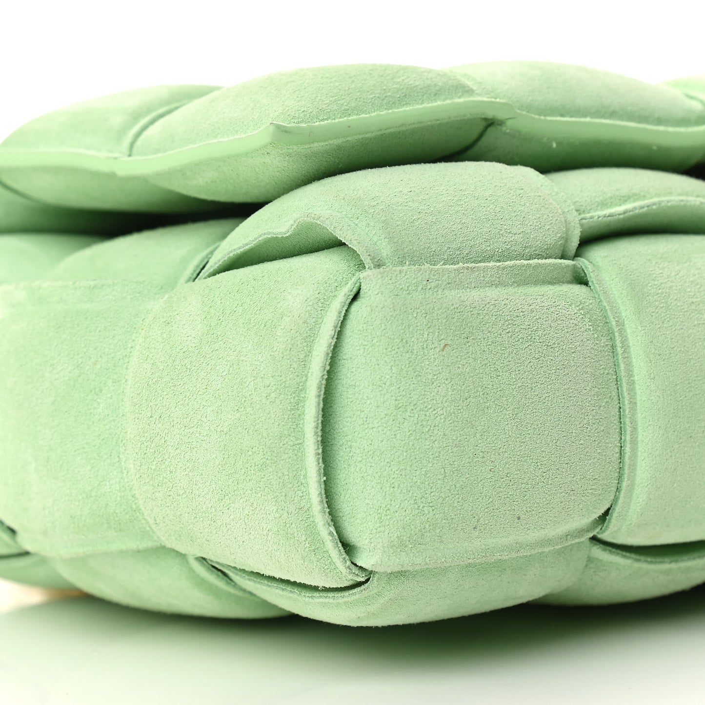 Suede Maxi Intrecciato Padded Chain Cassette Crossbody Bag Wasabi