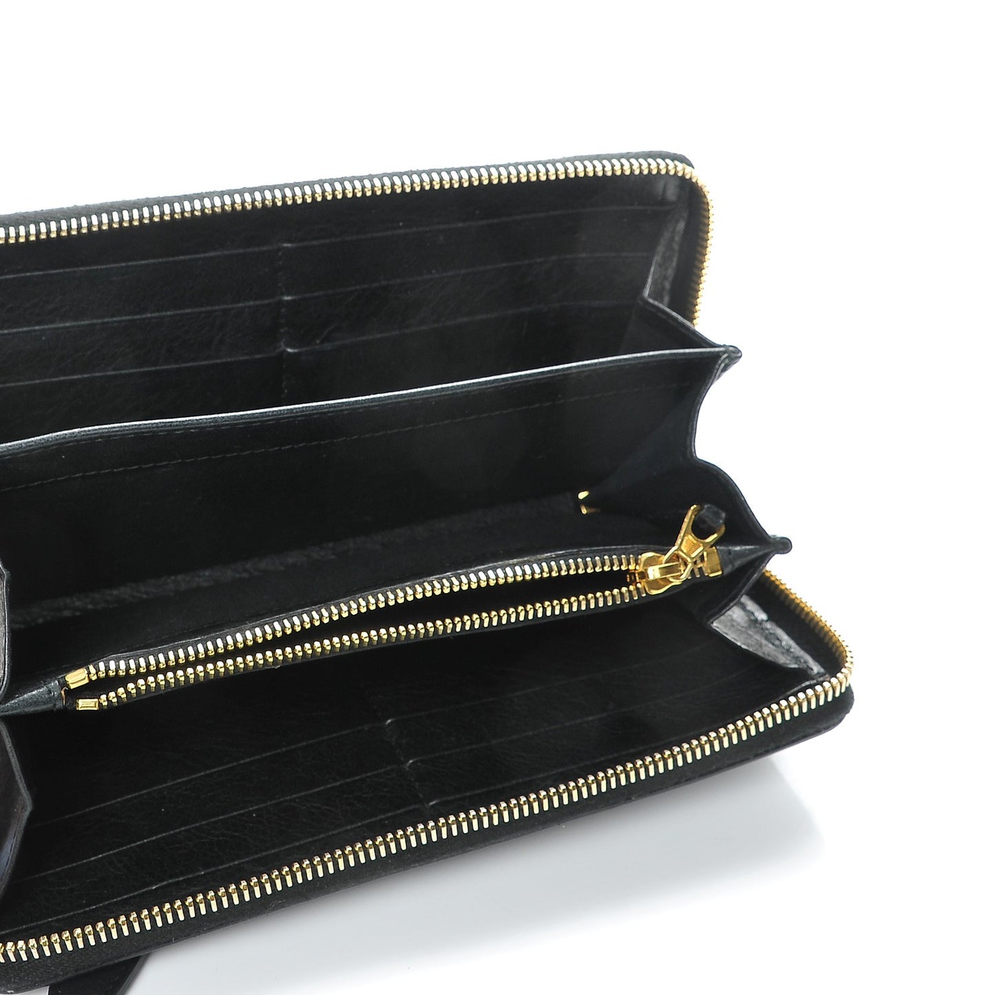 Agneau Giant 12 Gold Hardware Continental Zip Around Wallet Black