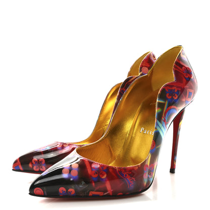 Christian Louboutin Patent Discolaser Hot Chick 100 Pumps 37 Multicolor Lin Yellow 4 of 9