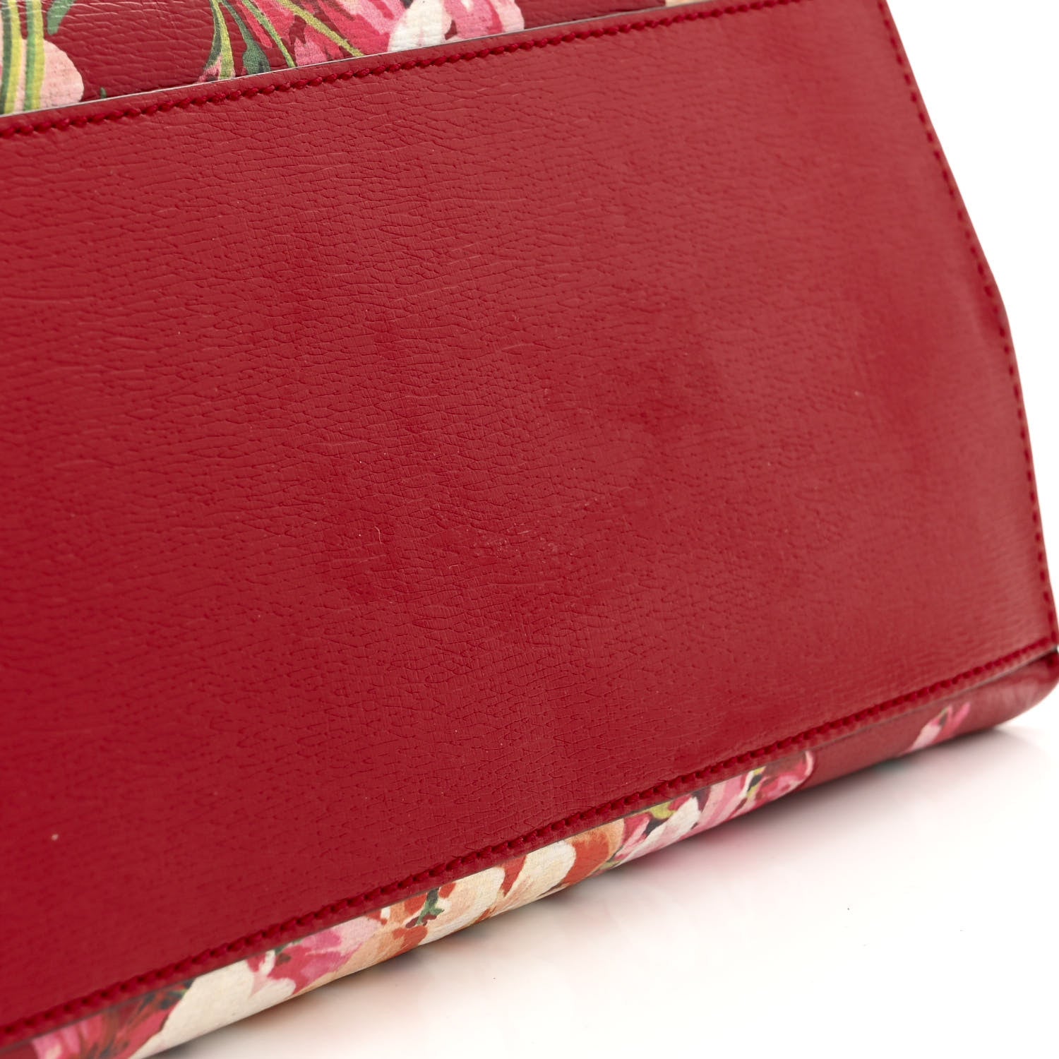 Gucci Shangai Calfskin Blooms Print Medium Bamboo Daily Top Handle Bag Romantic Cerise Multicolor 10 of 13
