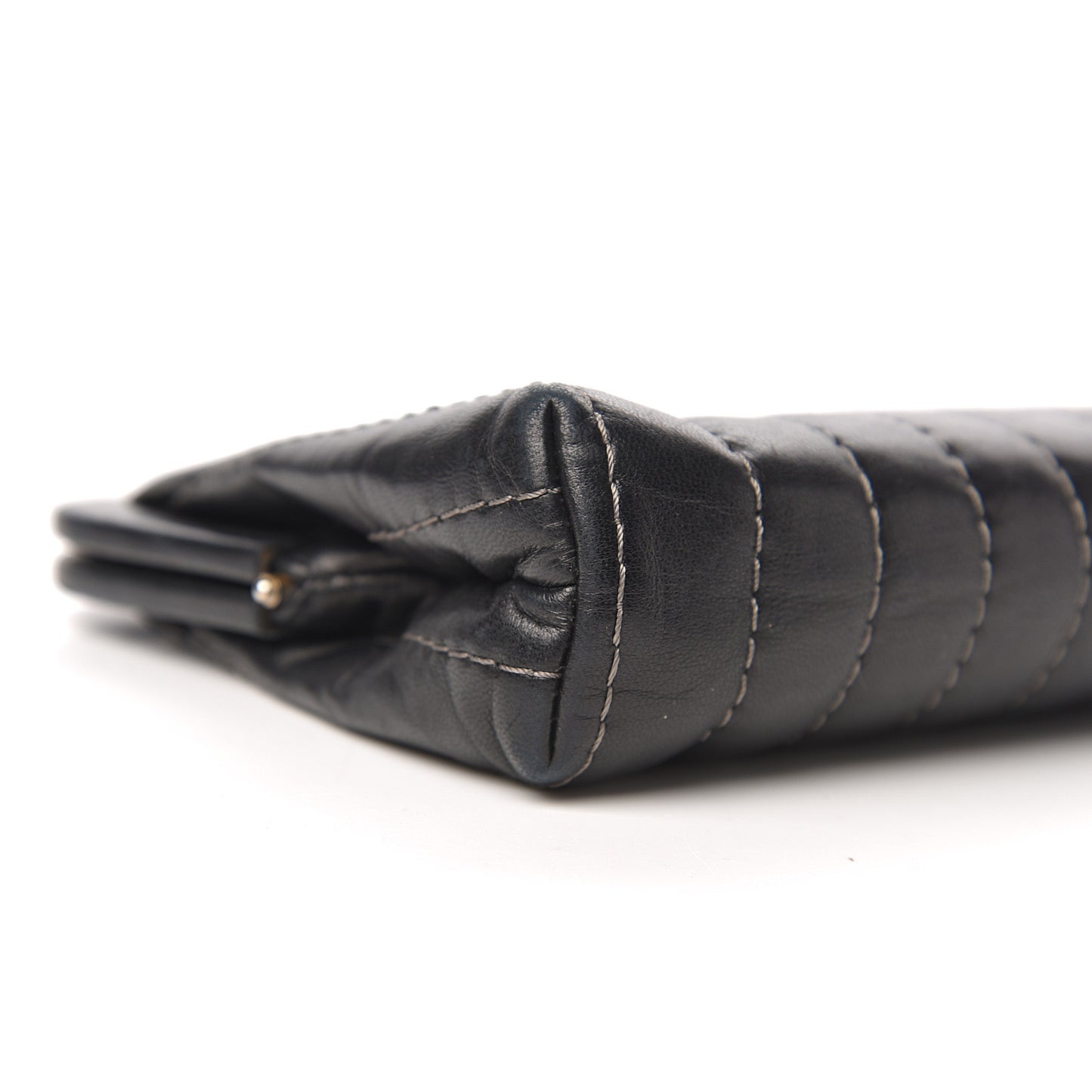 Lambskin Vertical Quilted Mademoiselle Clutch Black