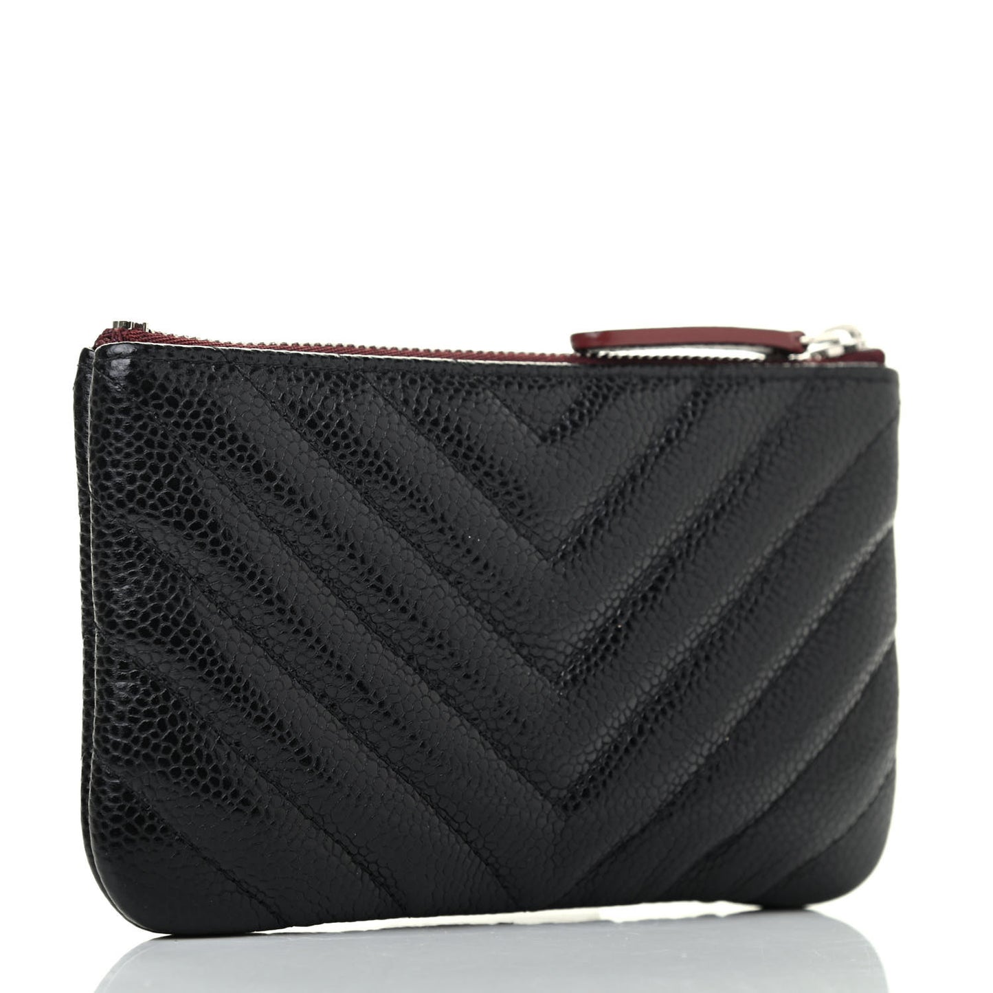 Caviar Chevron Quilted Small Cosmetic Case Black