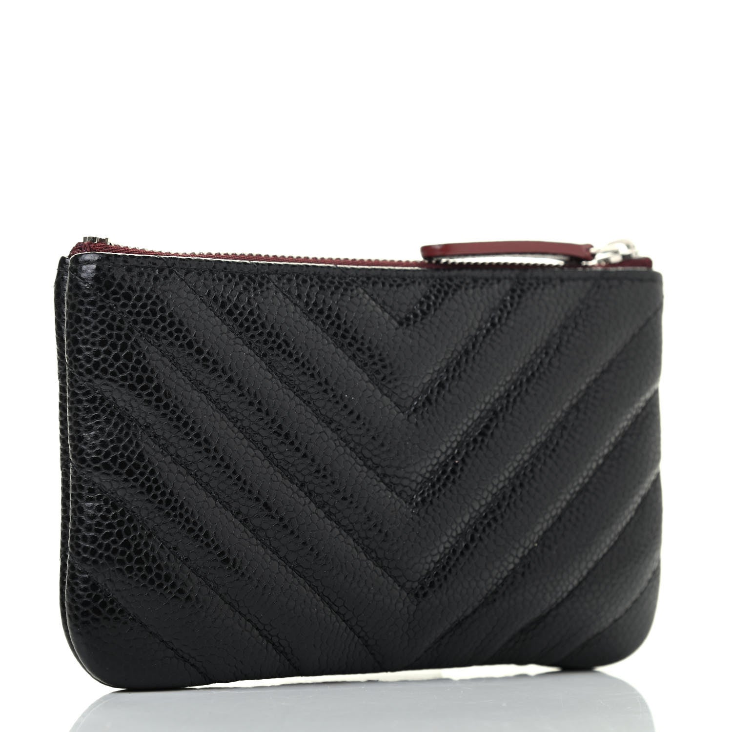 Chanel Caviar Chevron Quilted Small Cosmetic Case Black 2 of 4