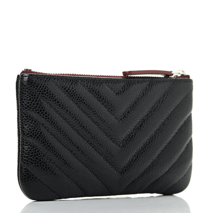 Chanel Caviar Chevron Quilted Small Cosmetic Case Black 2 of 4