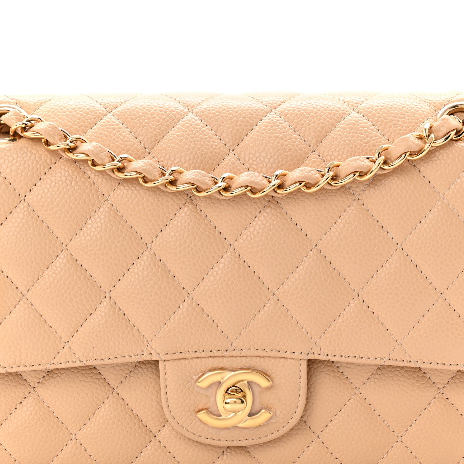 Chanel Caviar Quilted Medium Double Flap Beige 8 of 10
