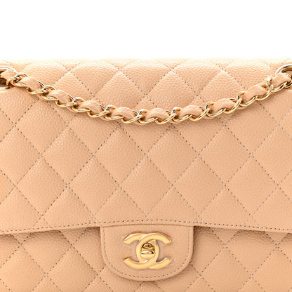 Chanel Caviar Quilted Medium Double Flap Beige 8 of 10