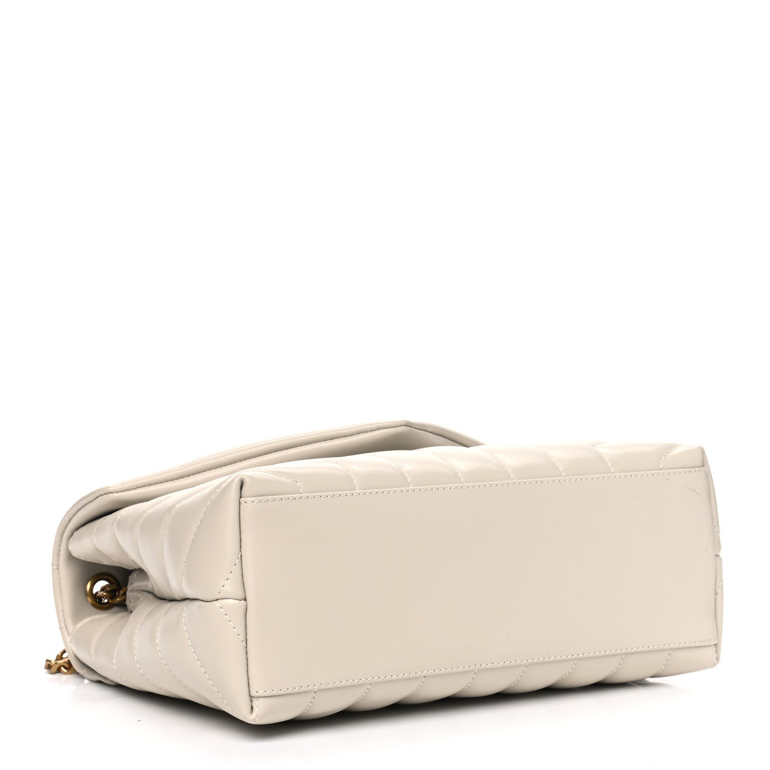 Saint Laurent Calfskin Y Quilted Monogram Small Loulou Chain Satchel Ivory 3 of 4