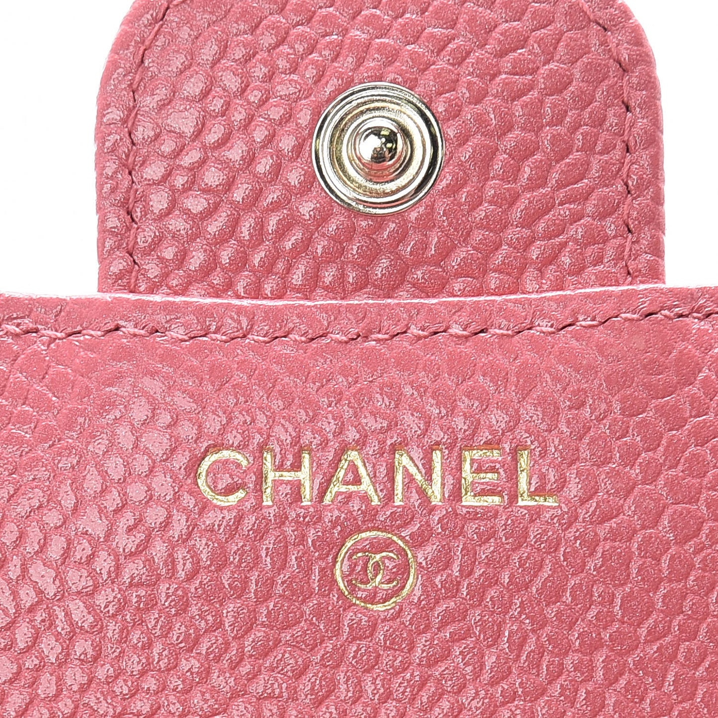 Metallic Caviar Quilted Compact Flap Wallet Pink