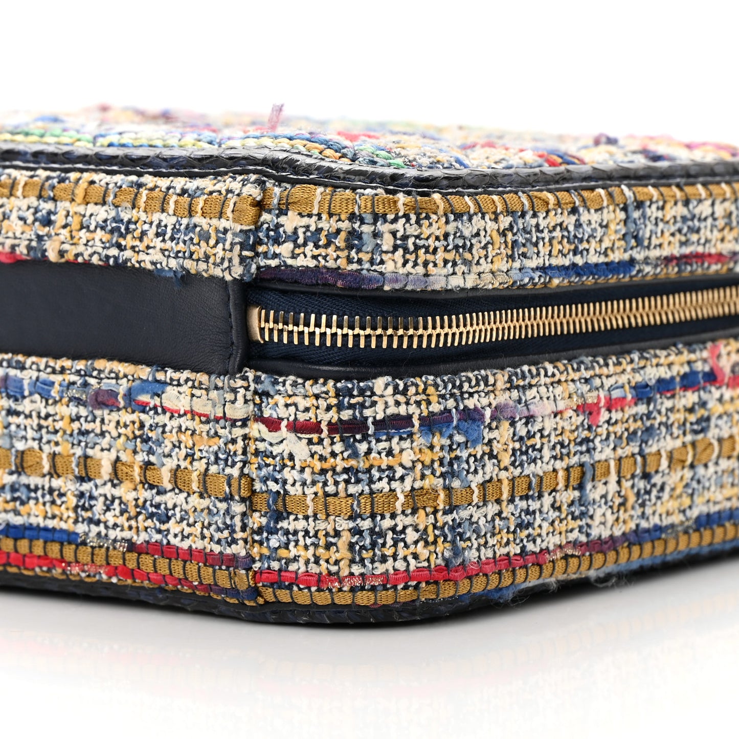 Tweed Snakeskin Quilted Medium CC Filigree Vanity Case Multicolor
