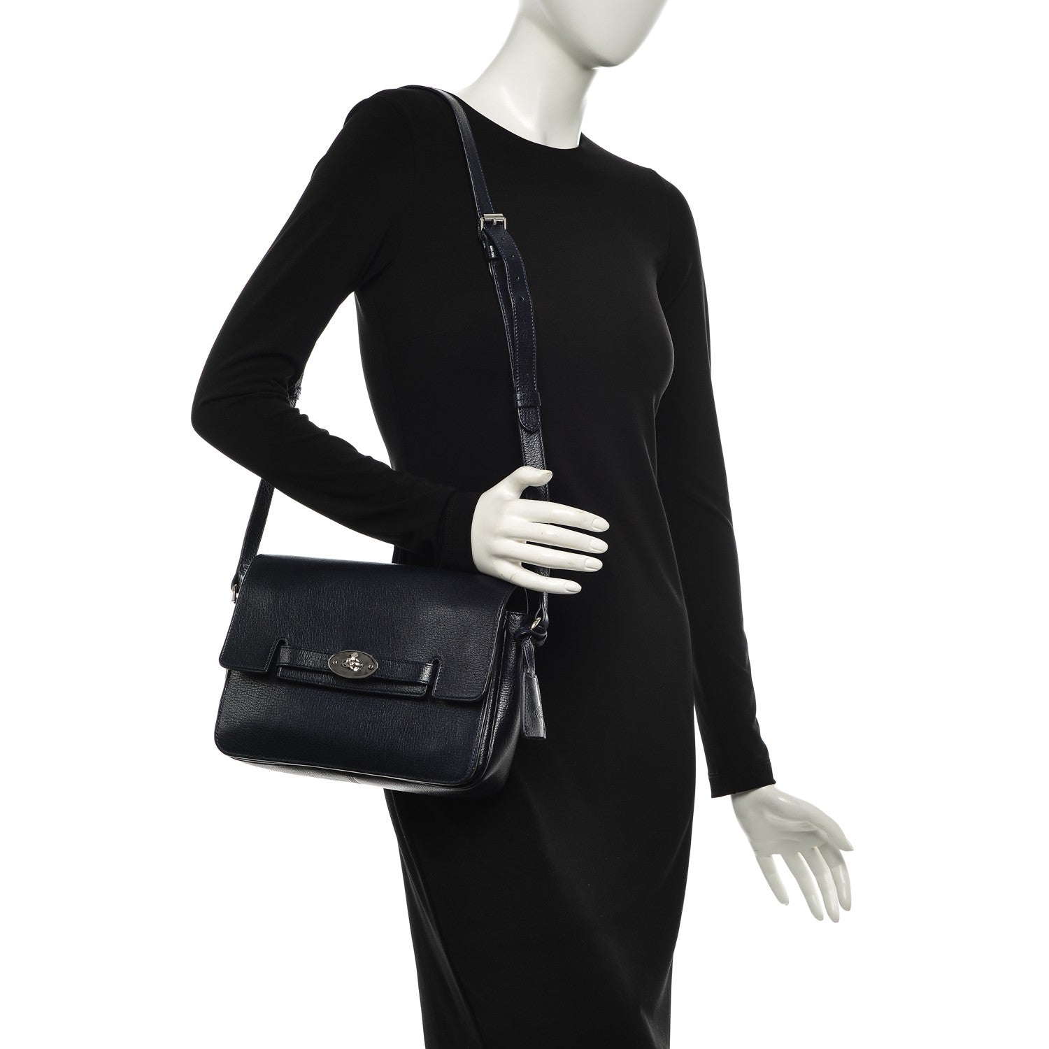 Mulberry Shiny Goatskin Bayswater Shoulder Bag Midnight 2 of 7