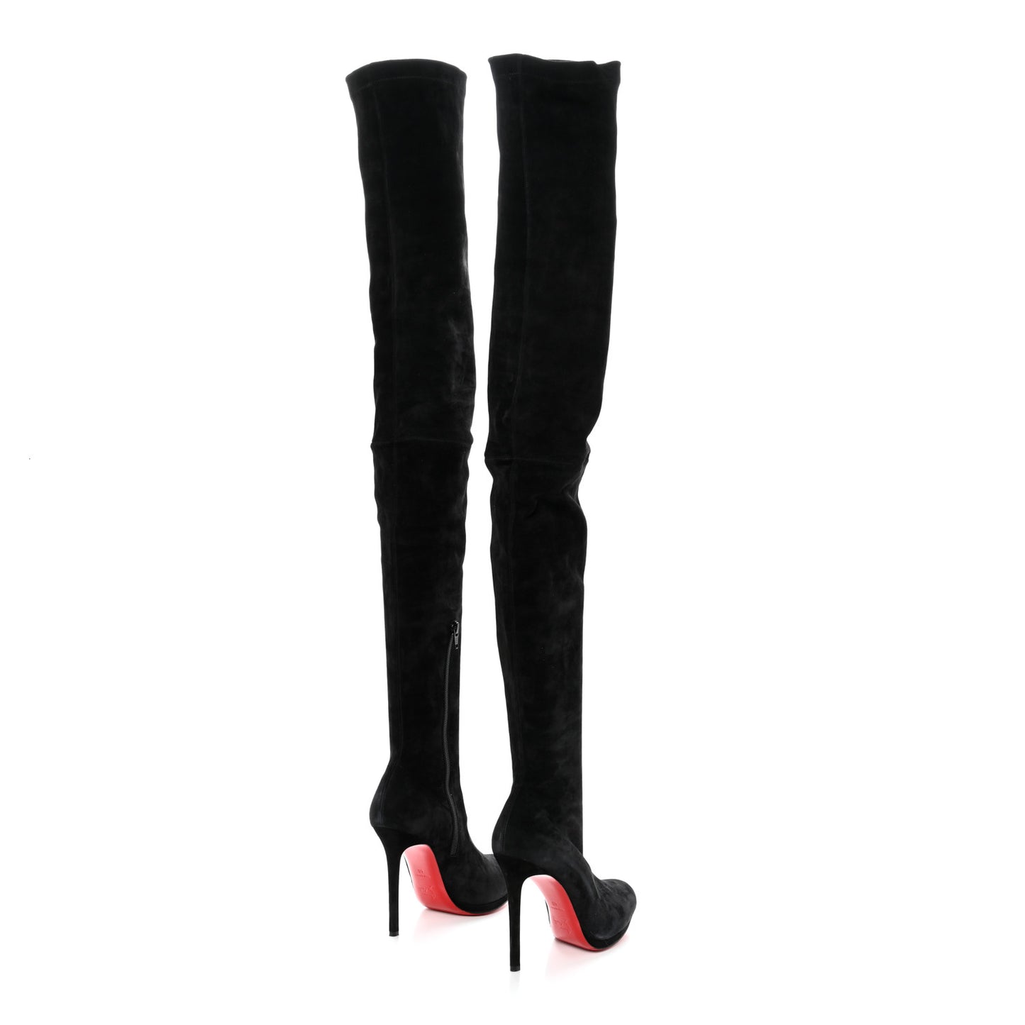 Suede Calfskin Louise XI 120 Thigh High Boots 40 Black
