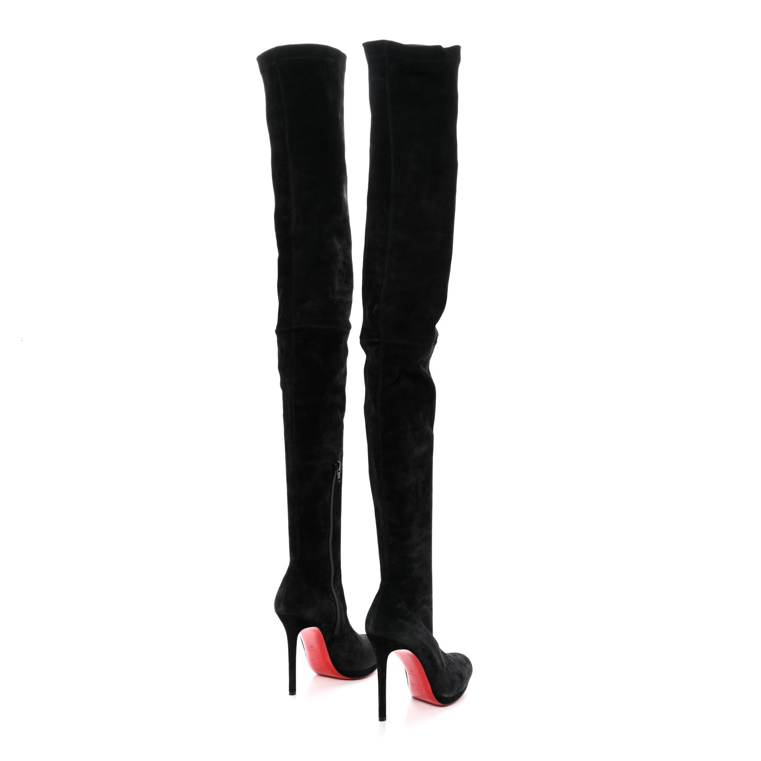 Christian Louboutin Suede Calfskin Louise XI 120 Thigh High Boots 40 Black 4 of 7
