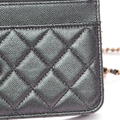 Chanel Iridescent Caviar Quilted Wallet On Chain WOC Black 12 of 13