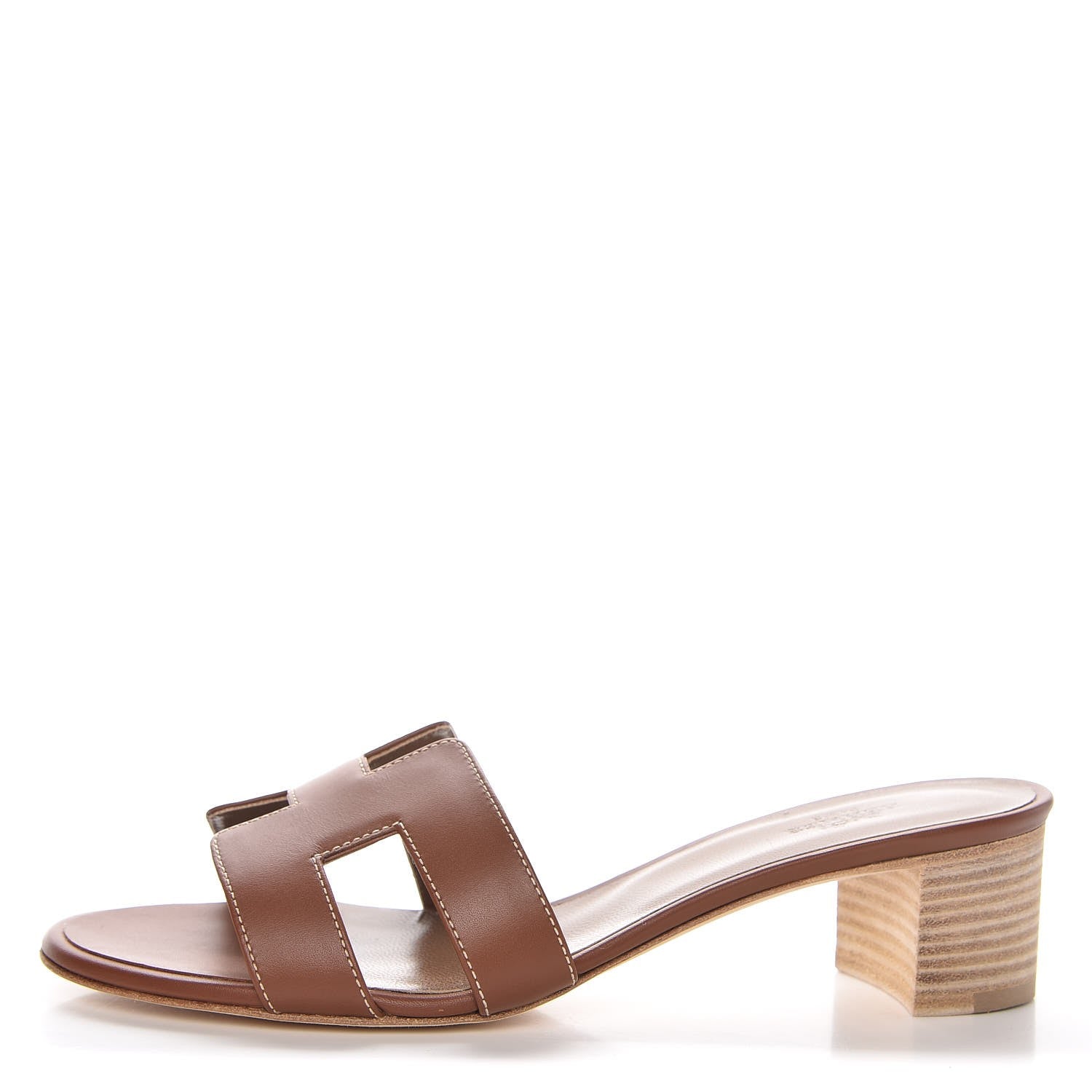 Hermes Calfskin Oasis Sandals 37.5 Gold 1 of 7