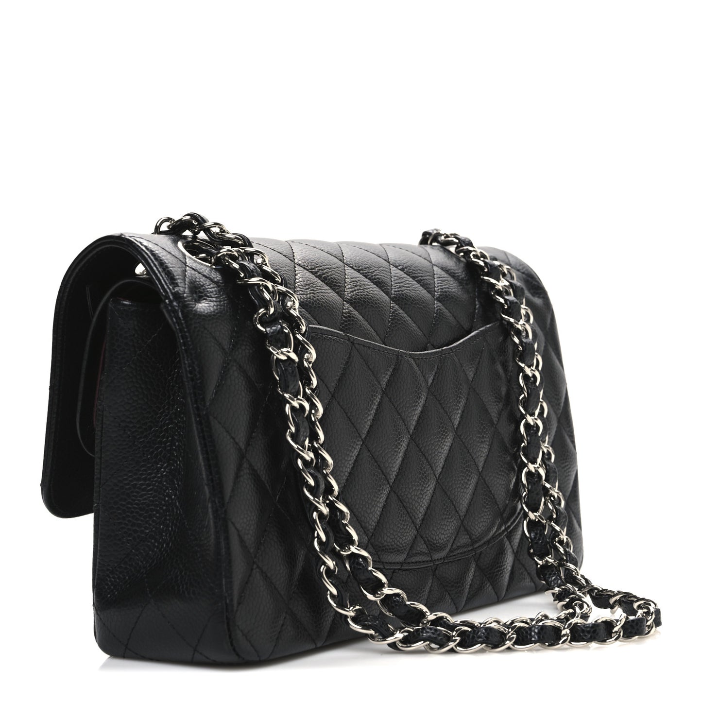Caviar Quilted Medium Double Flap Black