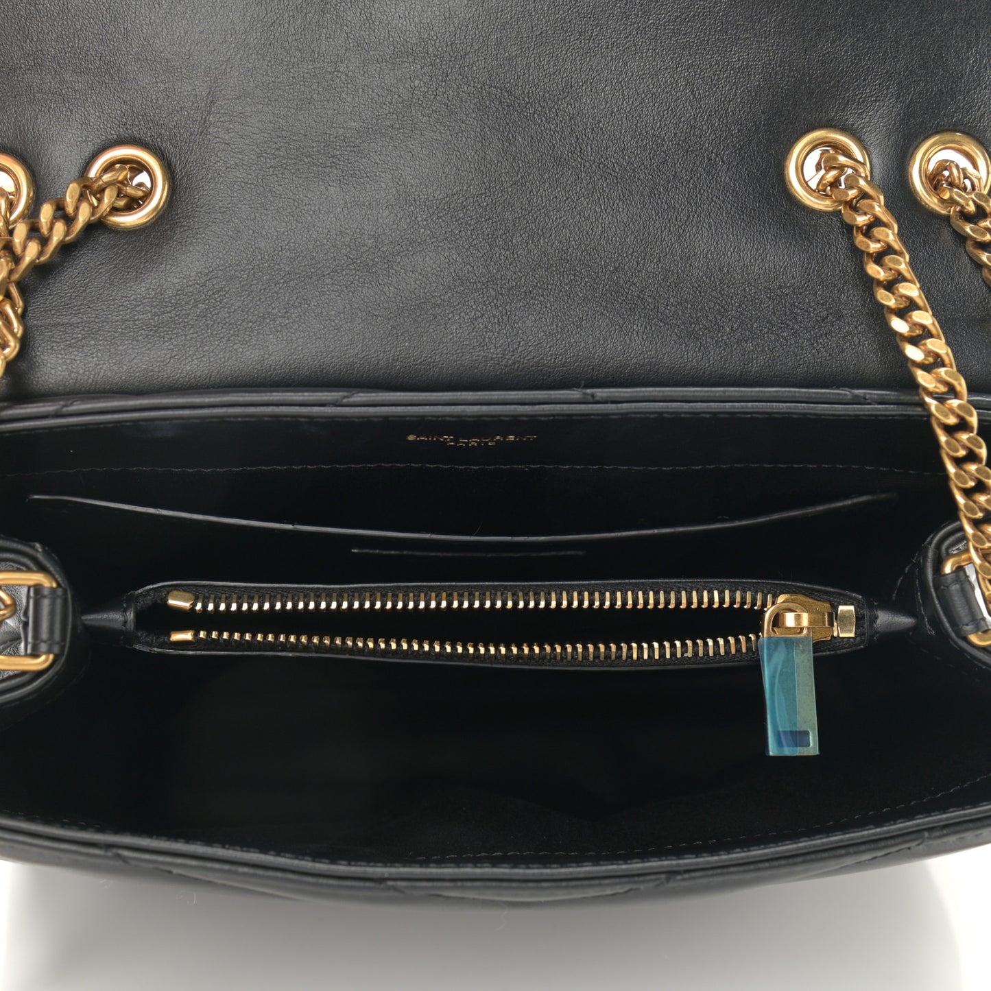 Calfskin Y Quilted Monogram Small Loulou Chain Satchel Black
