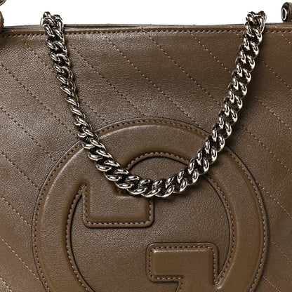 Gucci Sakai Be Green Calfskin Diagonal Stitched Small Blondie Tote Craclet Brown 9 of 11