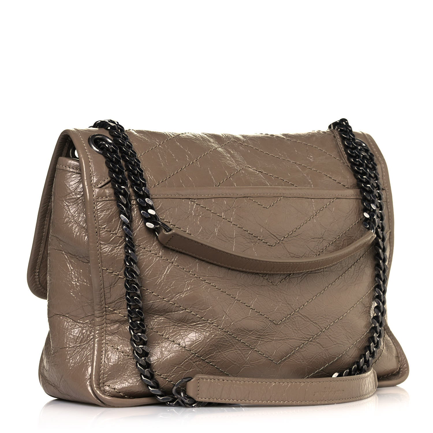 Saint Laurent Crinkled Calfskin Matelasse Monogram Medium Niki Chain Satchel Light Natural 3 of 12