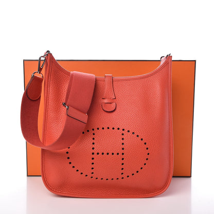Hermes Taurillon Clemence Evelyne III PM Rouge Pivoine 8 of 8