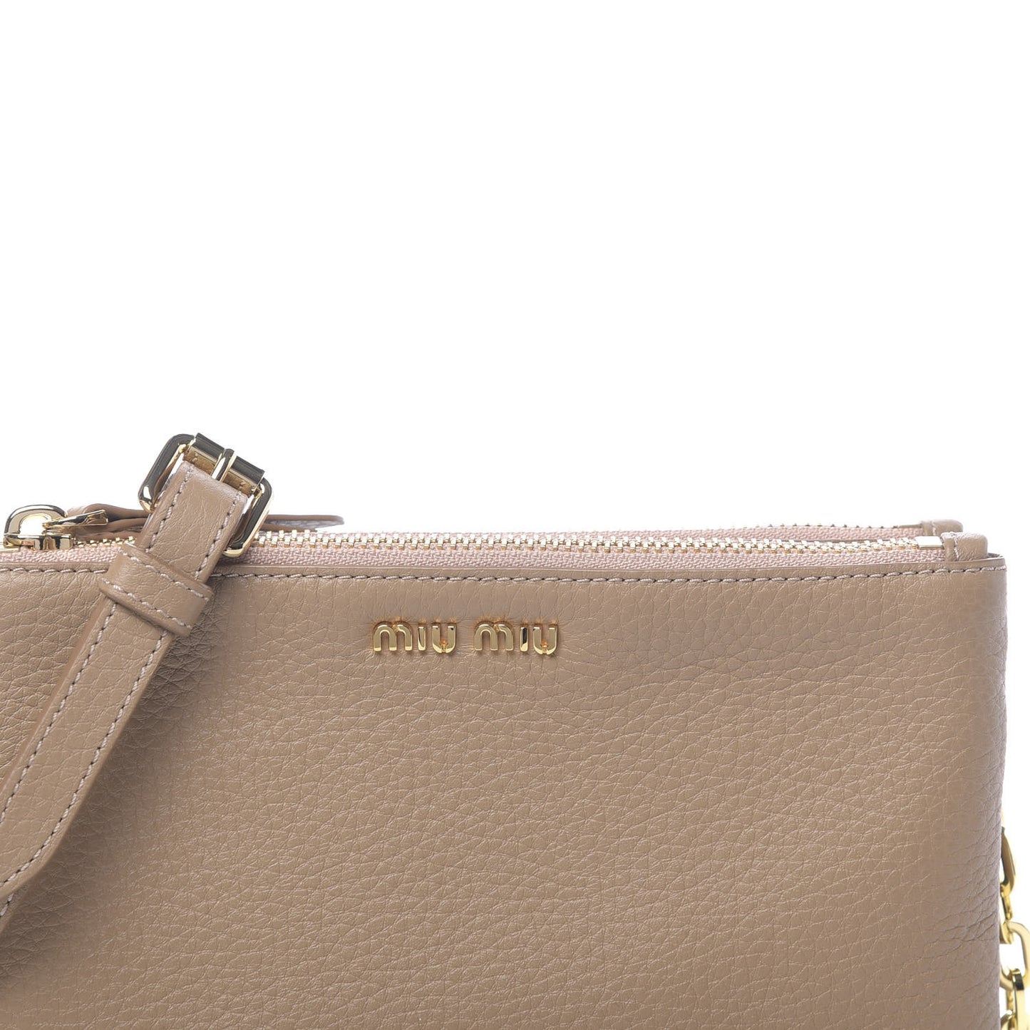 Vitello St.Daino Double Zip Chain Crossbody Cammeo