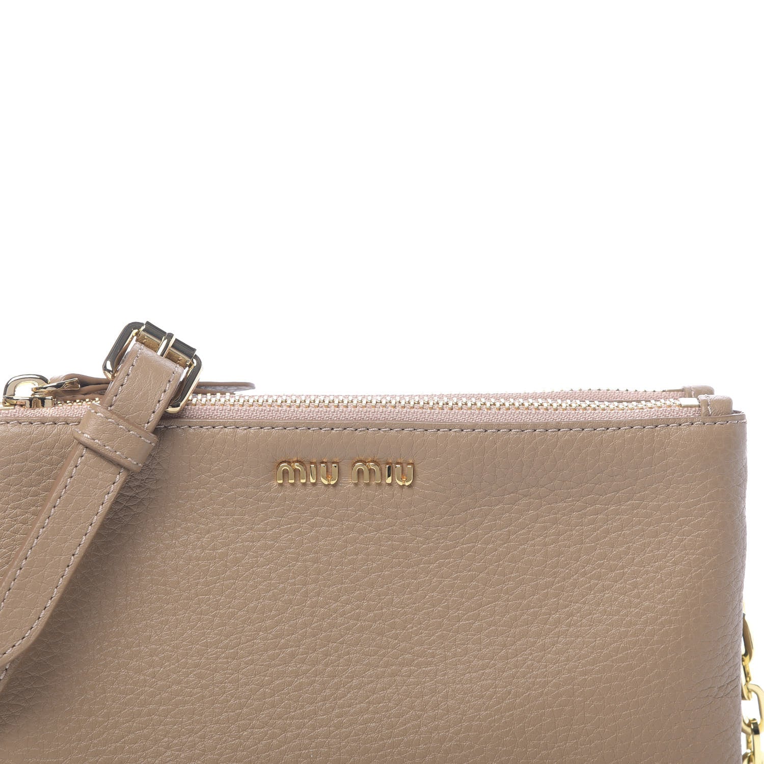 Miu Miu Vitello St.Daino Double Zip Chain Crossbody Cammeo 11 of 11