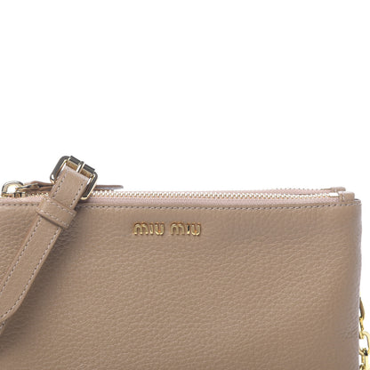 Miu Miu Vitello St.Daino Double Zip Chain Crossbody Cammeo 11 of 11