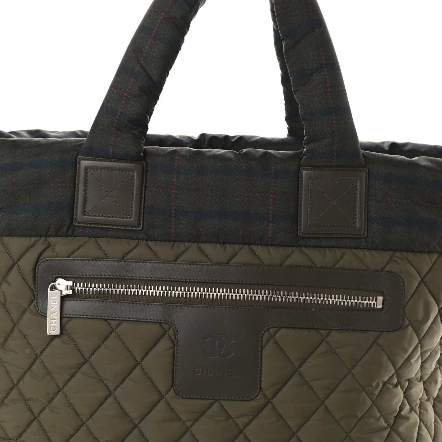 Nylon Quilted Large Coco Cocoon Tote Khaki