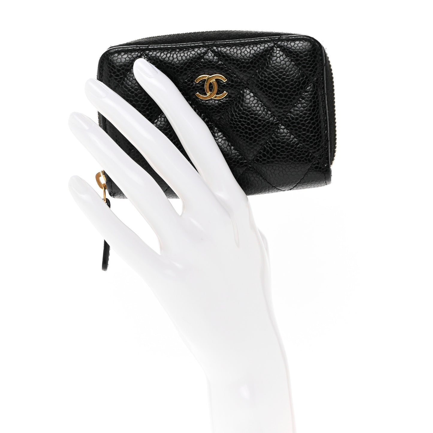 Caviar Quilted Zip Coin Purse Black