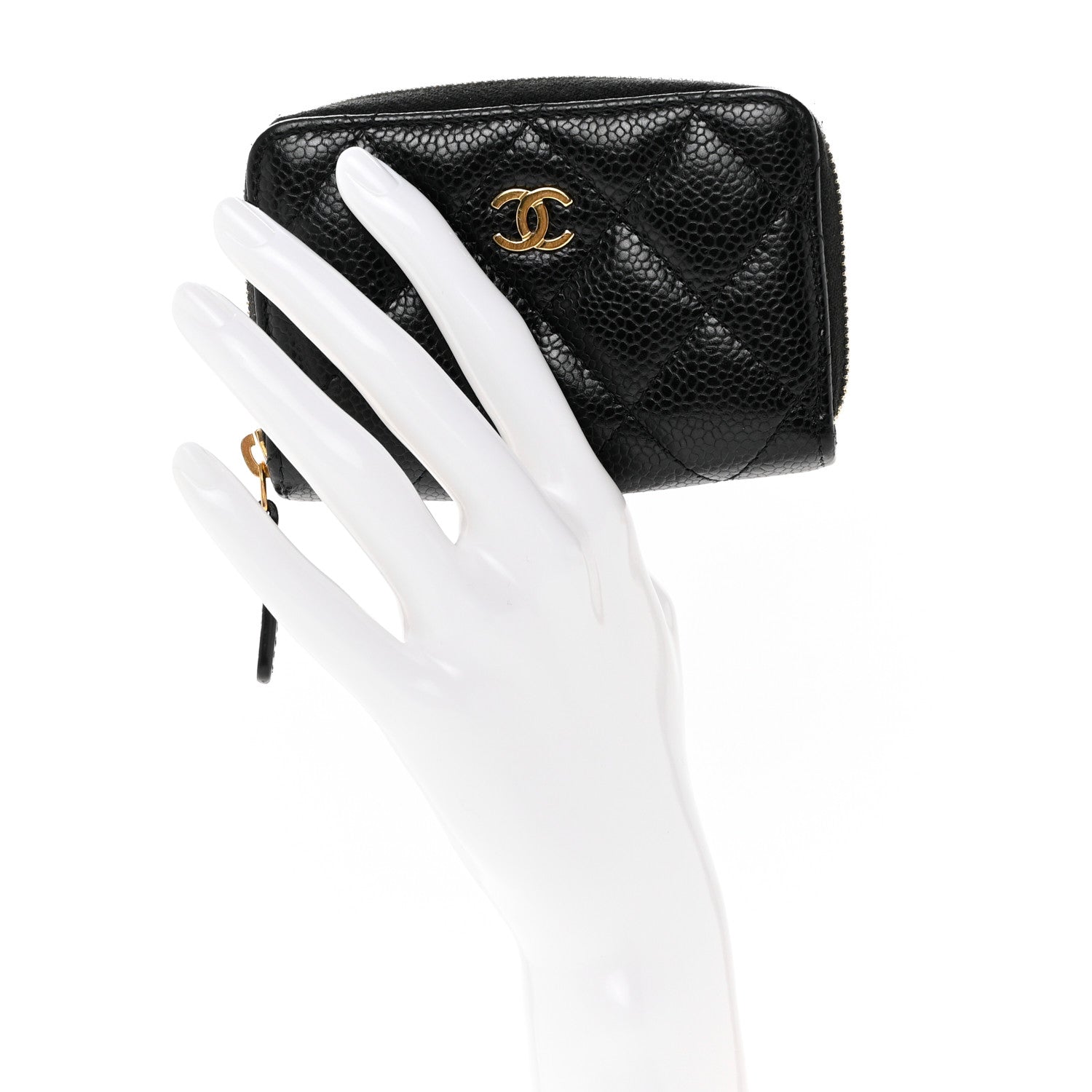 Chanel Caviar Quilted Zip Coin Purse Black 2 of 7