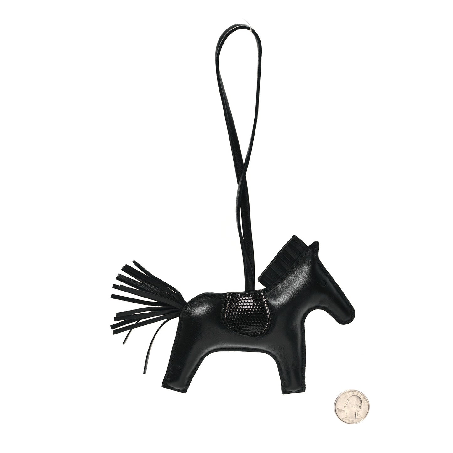 Milo Lambskin Lizard Touch Grigri Rodeo Horse Bag Charm MM So Black