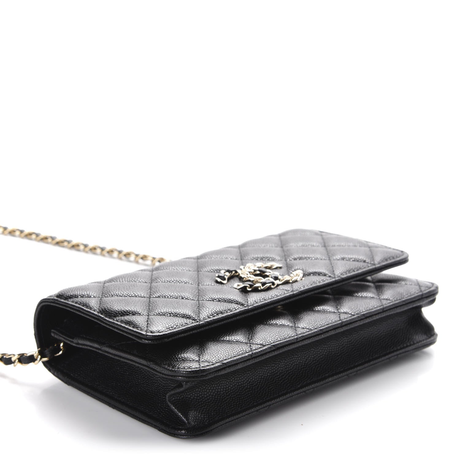 Chanel Caviar Quilted French New Wave Chain CC Wallet On Chain WOC Black 4 of 12