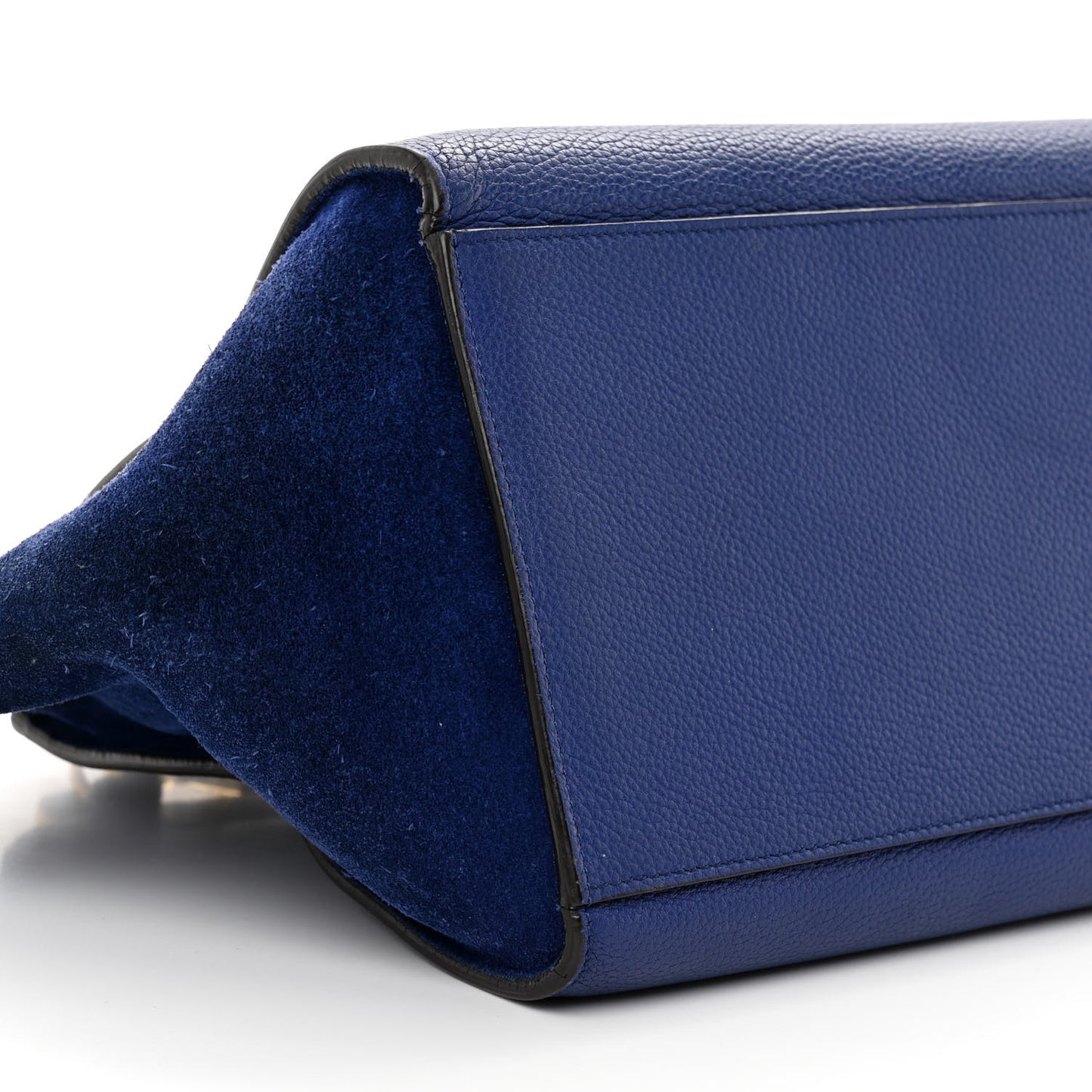 Drummed Calfskin Suede Medium Trapeze Indigo