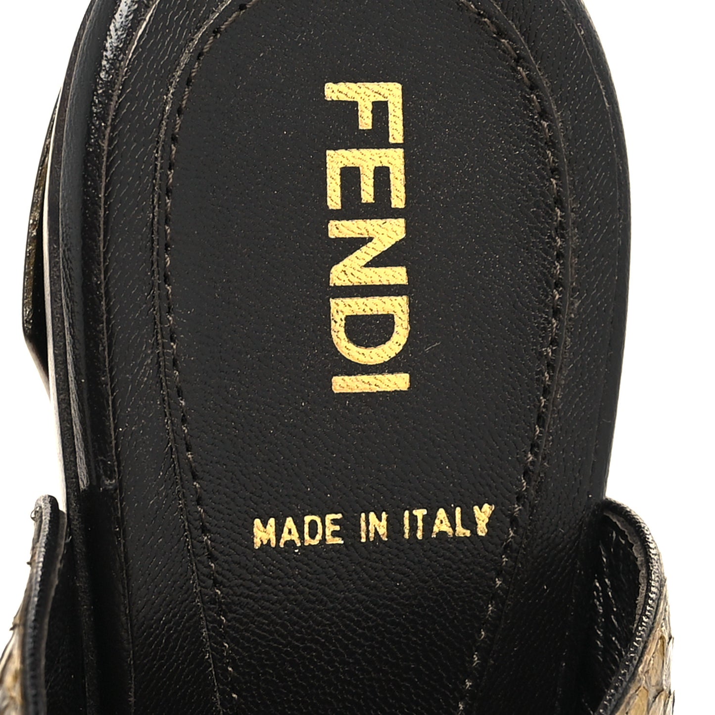 Snakeskin Calfskin Platform Sandals 36 Bronze