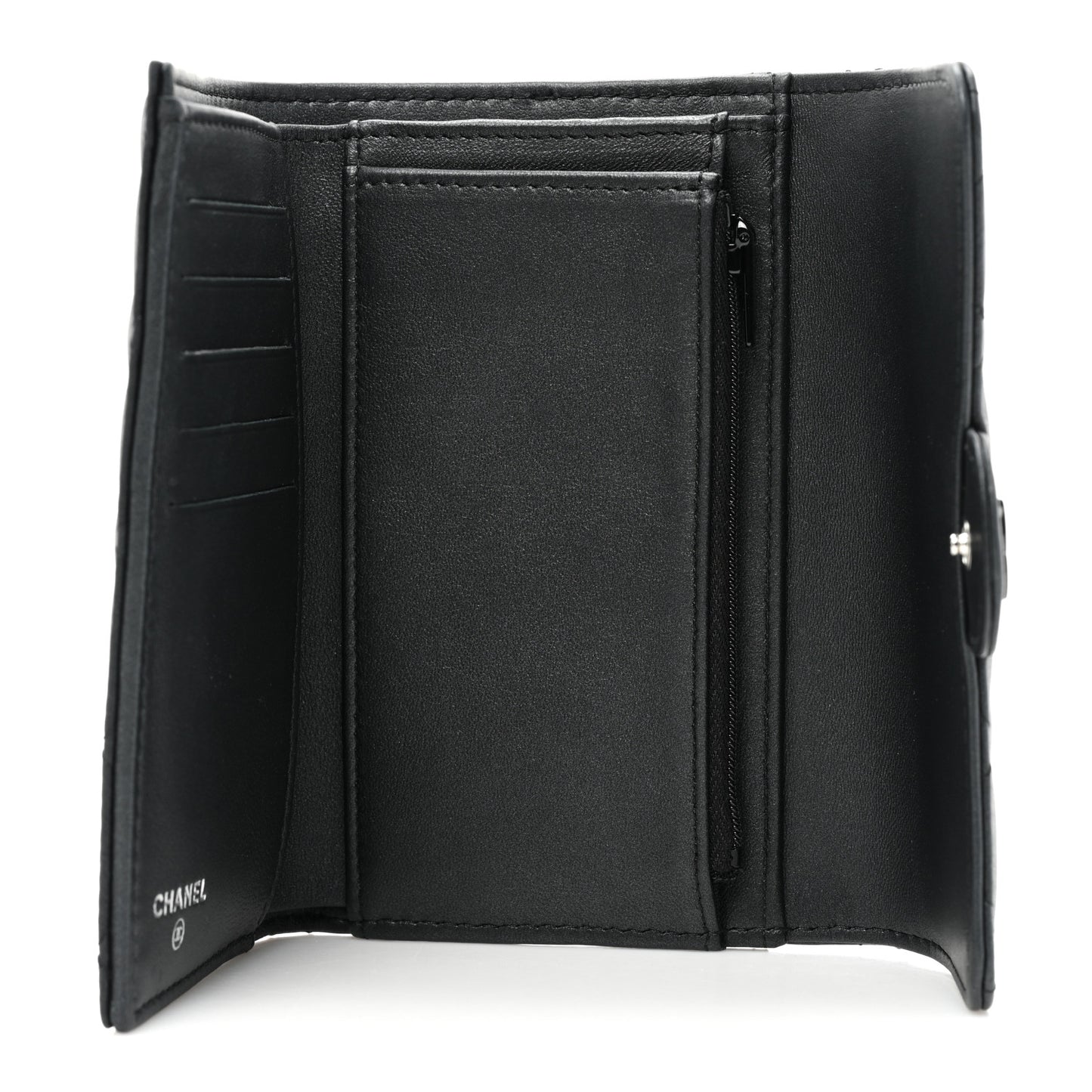 Lambskin Quilted Medium Flap Wallet So Black