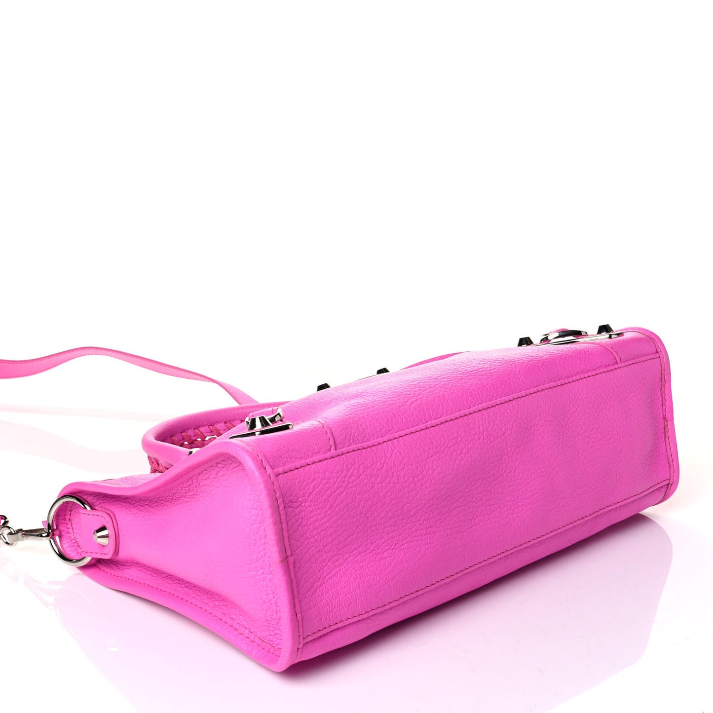 Chevre Silver Metallic Edge Hardware S City Rose Fluo