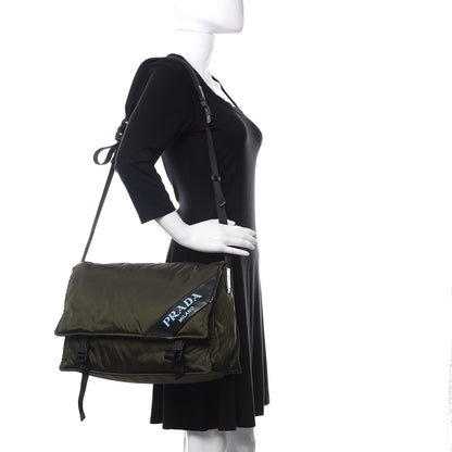 Prada Tessuto Nylon Soft Calf Messenger Militare Black 2 of 9