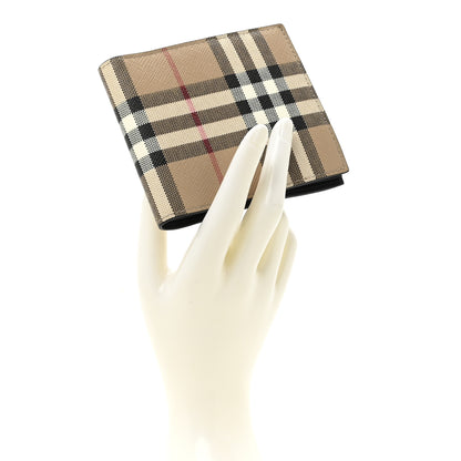 Burberry E-Canvas Vintage Check Bi-Fold Wallet Archive Beige 2 of 8