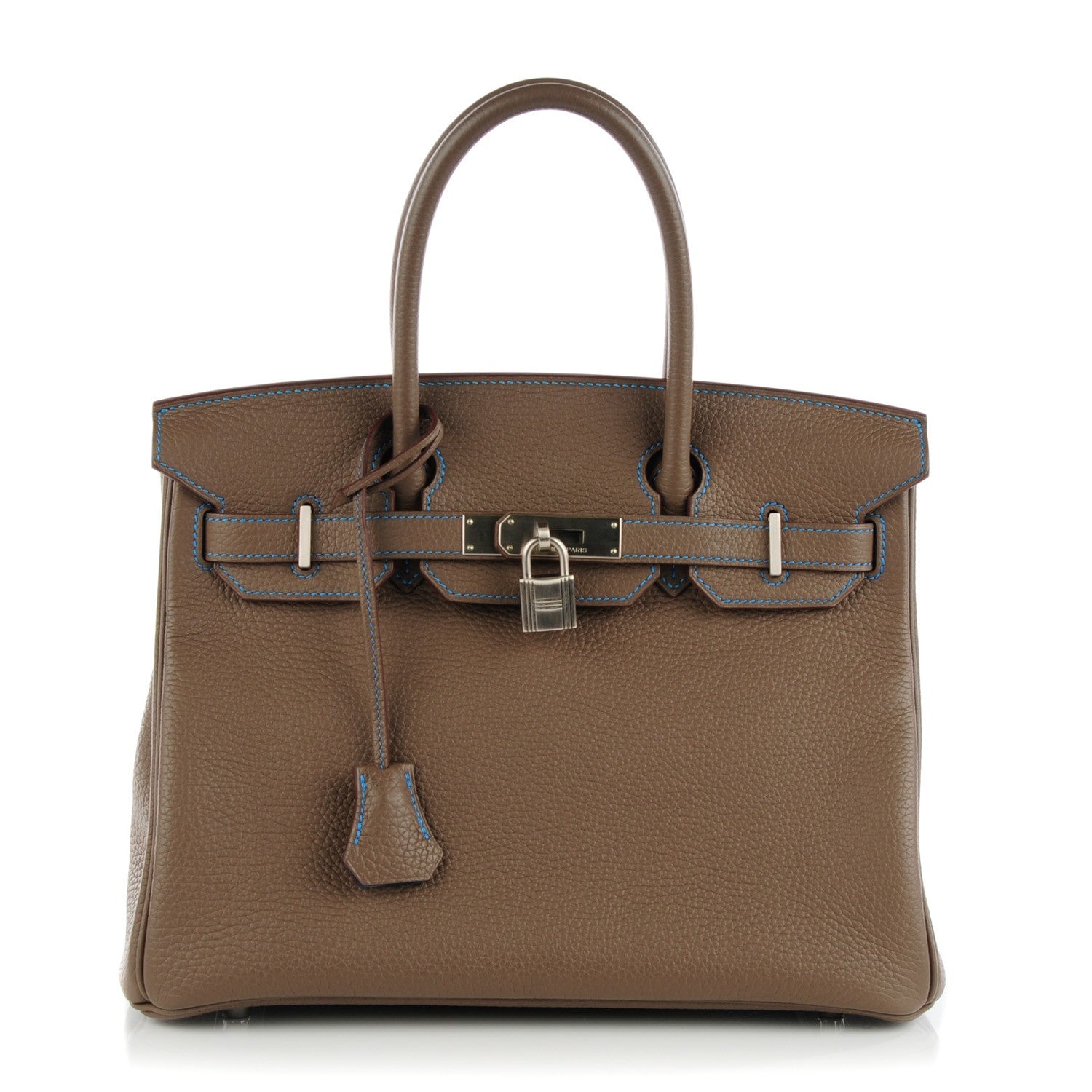 Hermes Taurillon Clemence Horseshoe Birkin 30 Etoupe Mykonos 1 of 21