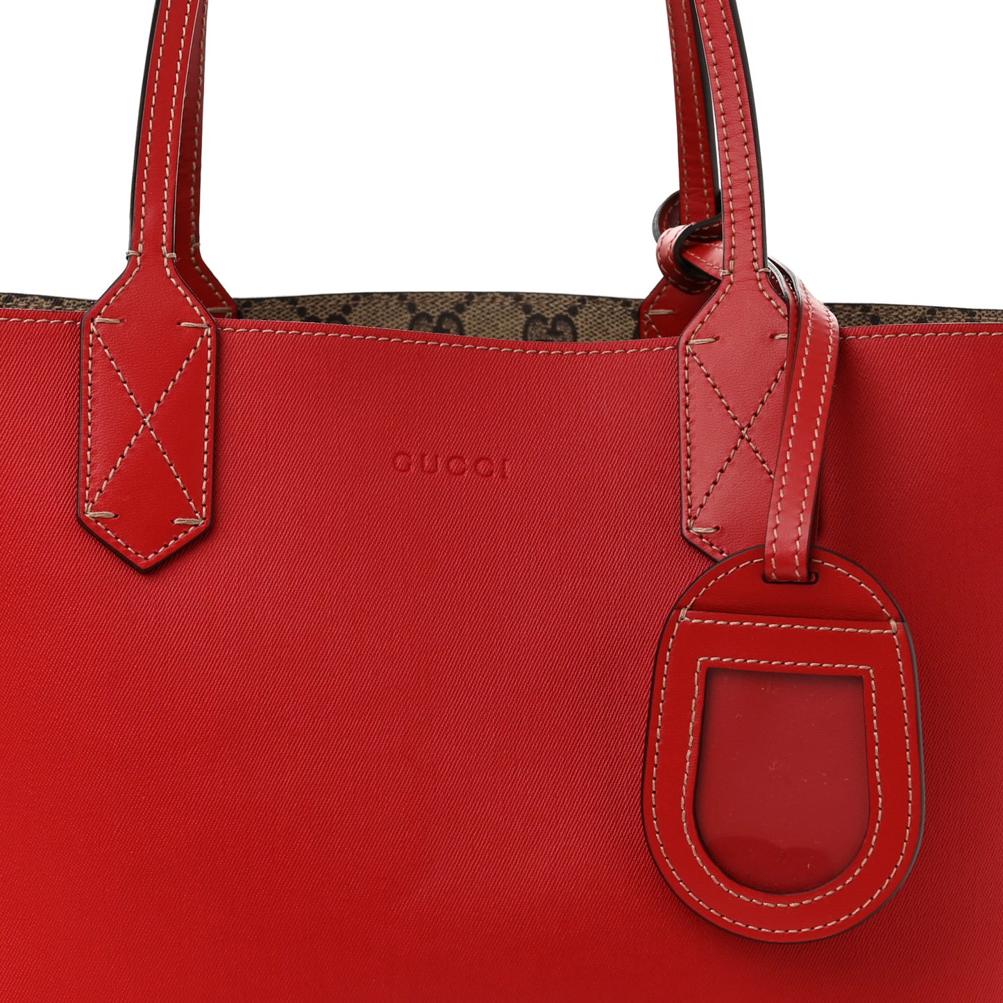 GG Supreme Monogram Small Reversible Tote Beige Red