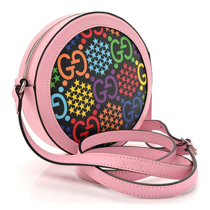 Gucci GG Supreme Monogram Psychedelic Round Shoulder Bag Black Multicolor Sugar Pink 3 of 12