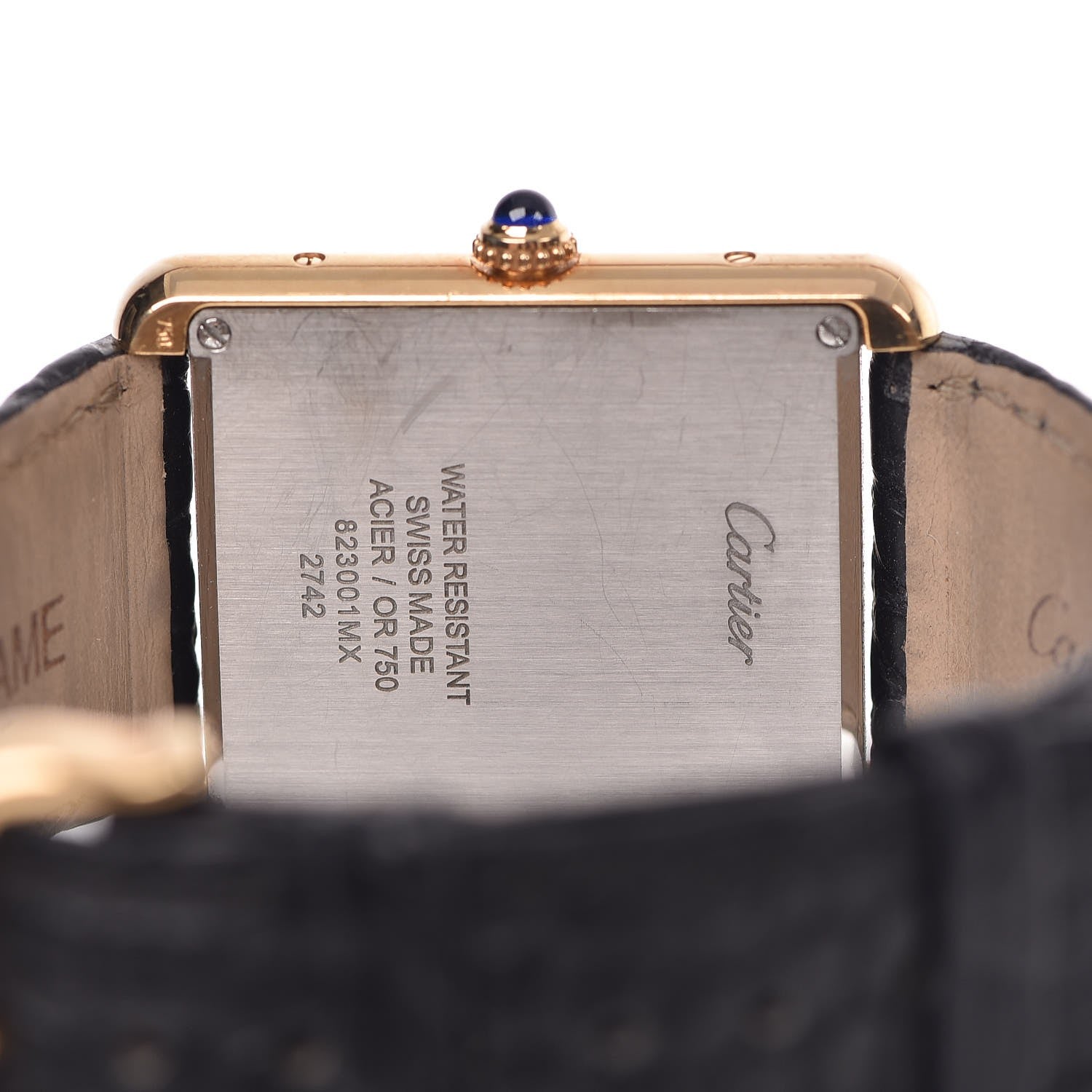 Cartier Stainless Steel 18K Yellow Gold Alligator 27mm Tank Solo Quartz Watch 6 of 9