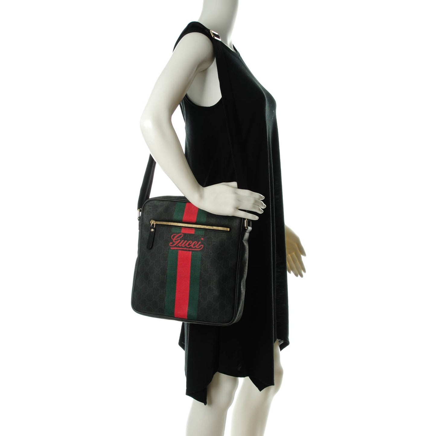 GG Plus Monogram Web Messenger Bag Black