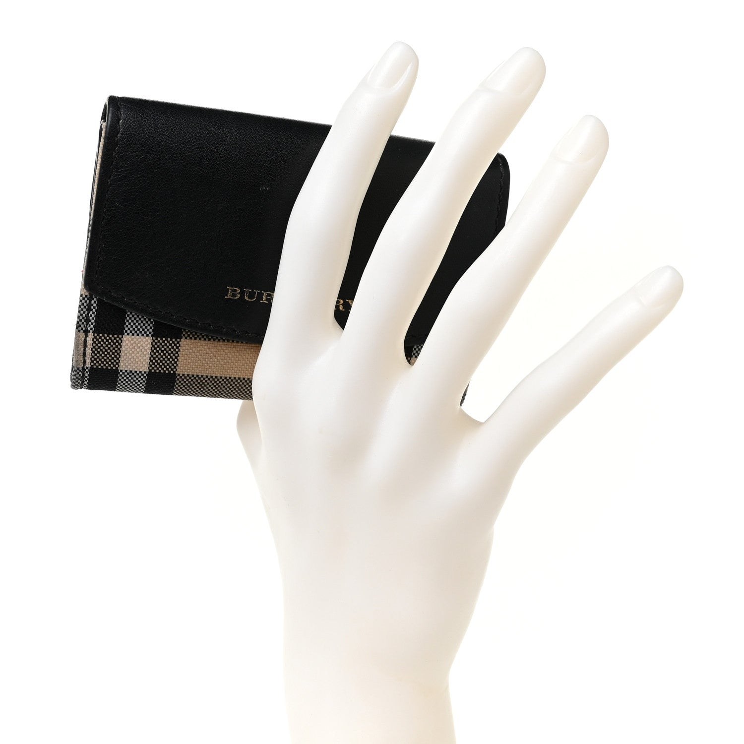 Burberry Calfskin House Check Chesam Card Case Black 2 of 8