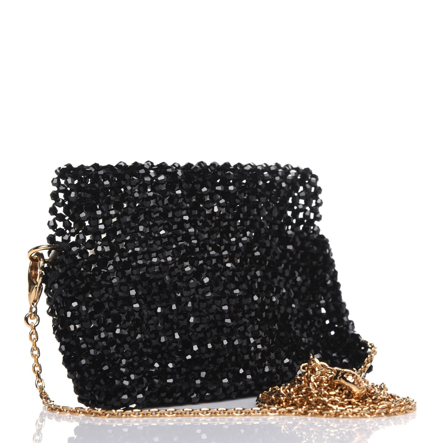 Crystal Vitello King Beaded Mini Pico Baguette Charm Black