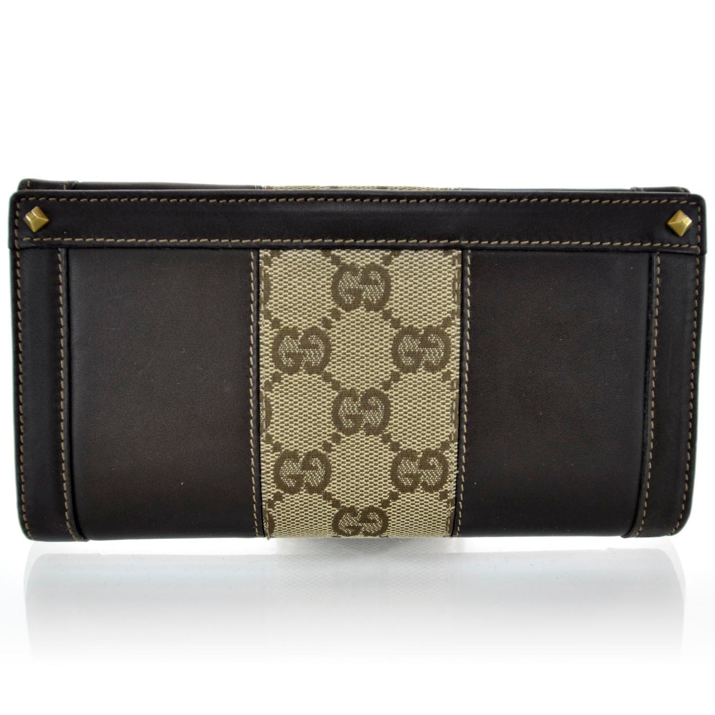 Leather Monogram Web Continental Wallet Ebony