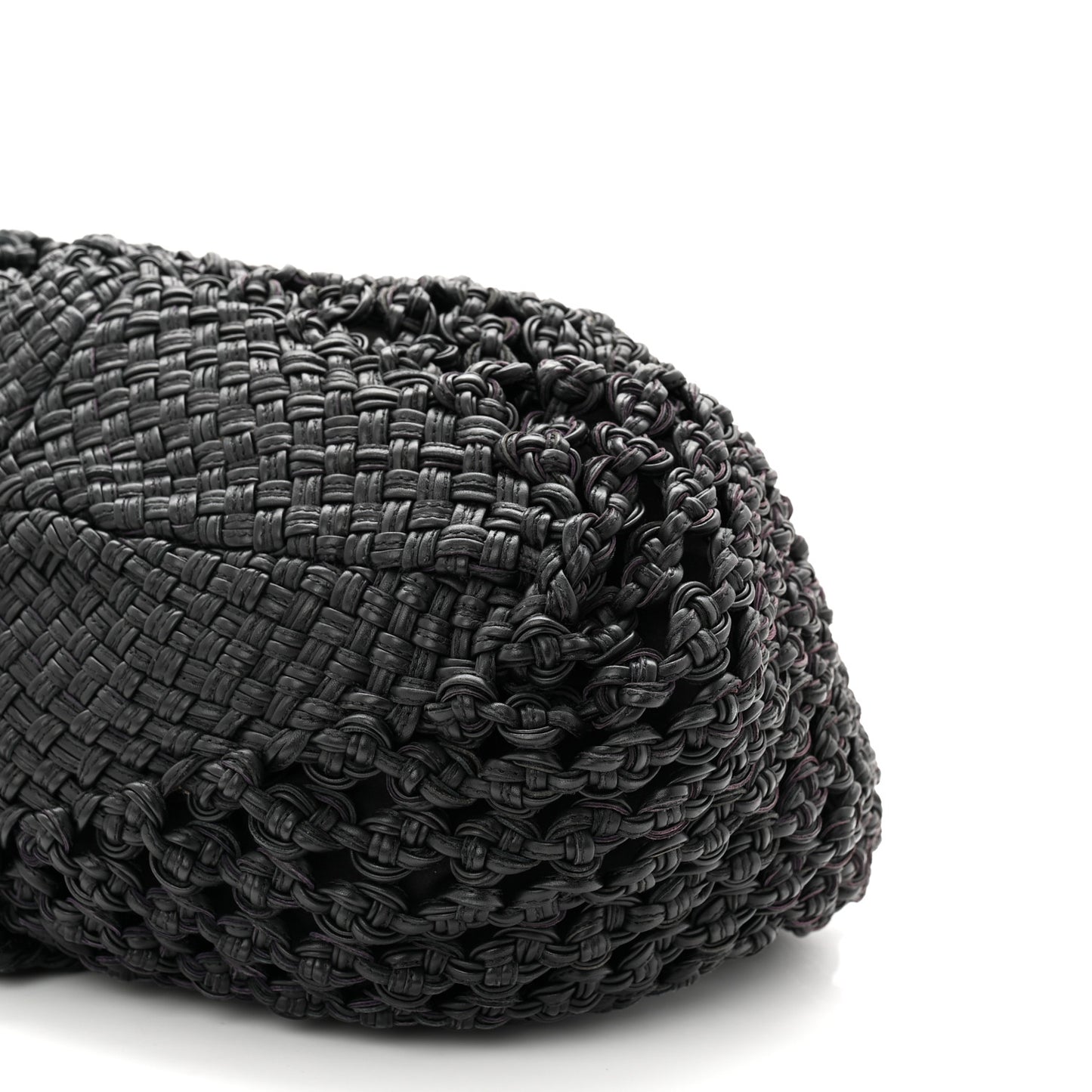 Woven Calfskin Gancini Shoulder Bag Black