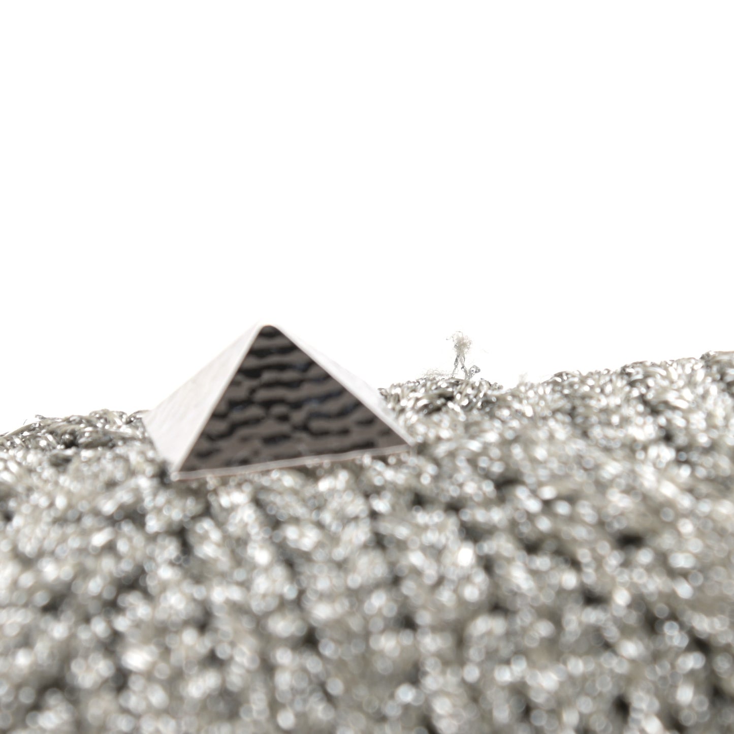 Metallic Lurex Knit Large Roman Stud Shoulder Bag Silver