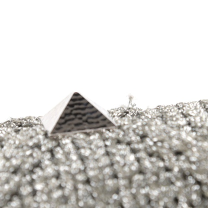 Valentino Garavani Metallic Lurex Knit Large Roman Stud Shoulder Bag Silver 10 of 12