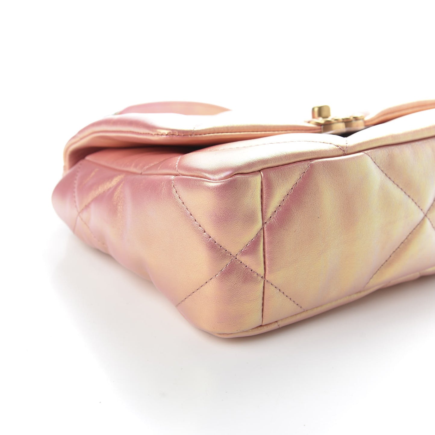 Iridescent Calfskin Quilted Medium 19 Flap Pink