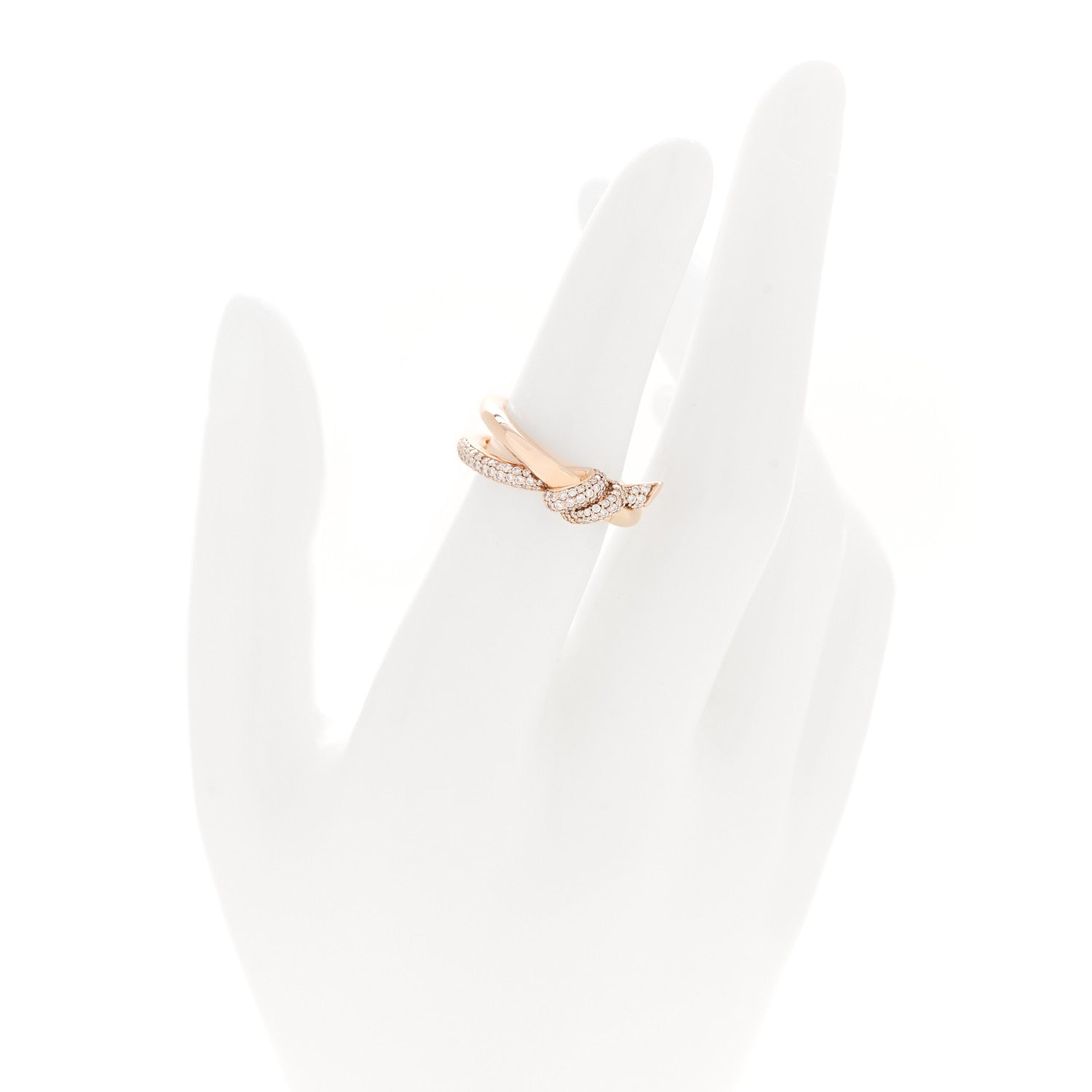 Tiffany 18K Rose Gold Diamond Double Row Knot Ring 50 5.25 2 of 4